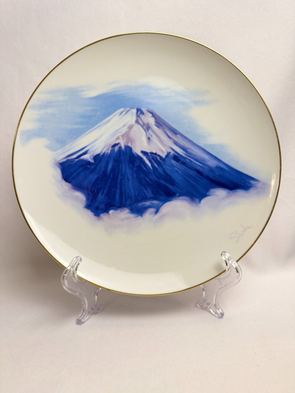 Hand Painted Noritake Vintage Porcelain Art Plate Mount Fuji Artist Signed